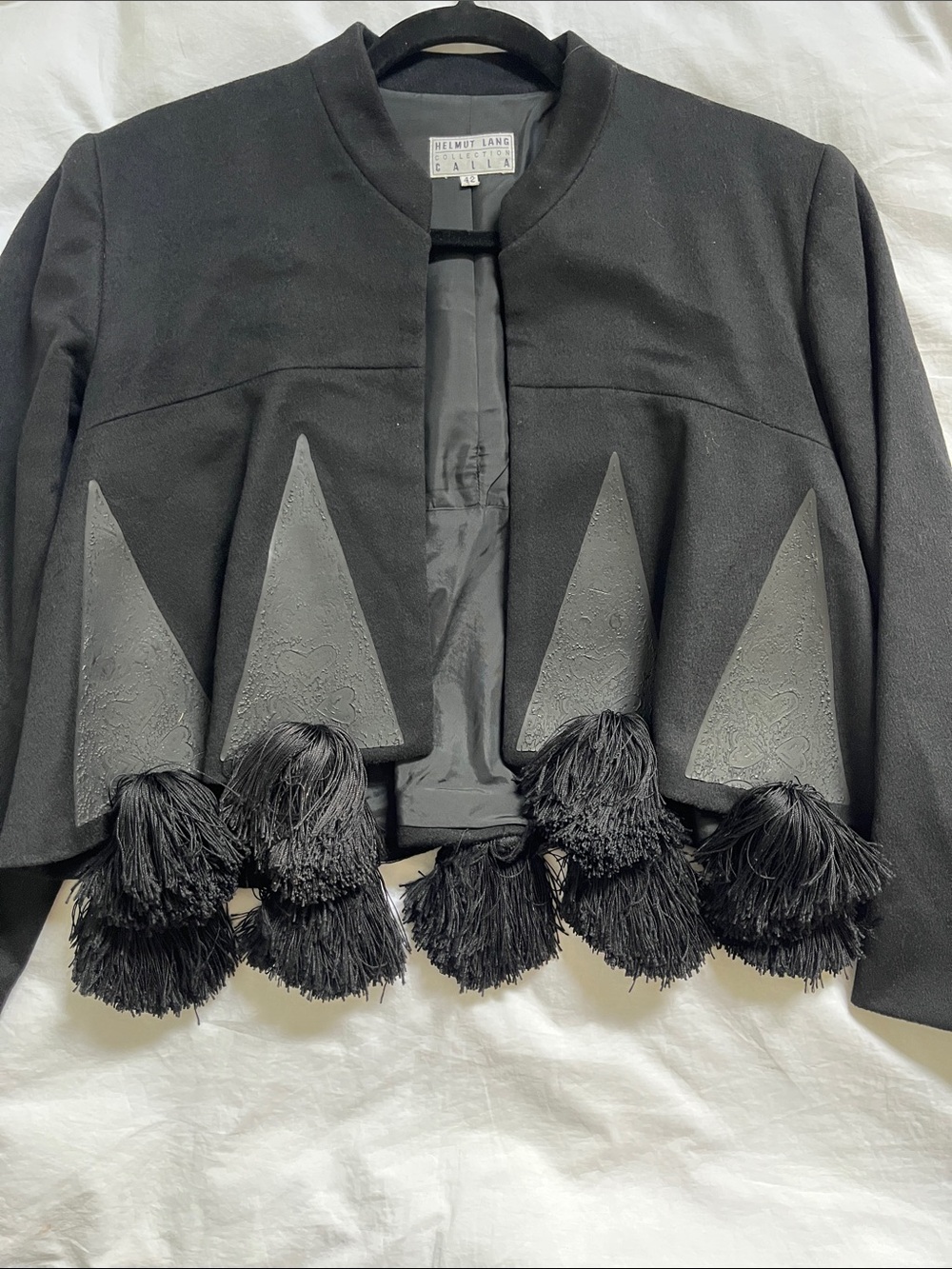 Helmut Lang Collection CALLA vintage 80’s cropped tassel black wool jacket